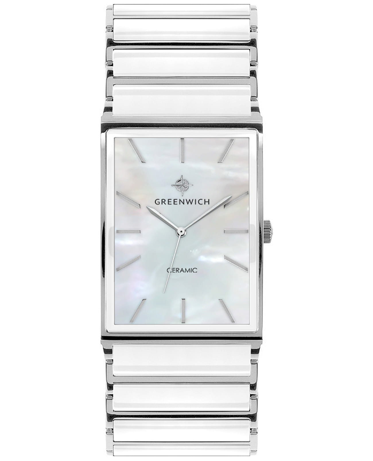 Greenwich Greenwich GW 521.10.33  GW 521.10.33 кварцевые женские часы перламутровый циферблат, браслет сталь + керамические вставки — вид спереди